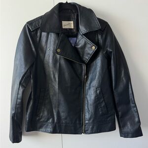 Women's Black Faux Leather Moto Jacket